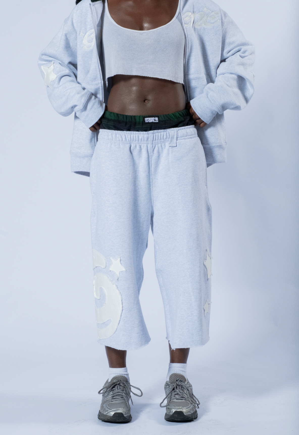 GREENE WORLD PLAID SWEAT SHORTS